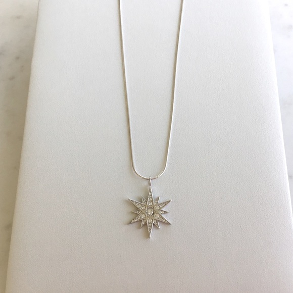Sterling Silver Cz Star Necklace - Picture 2 of 13